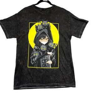 Hot Topic Cat Cult Mineral‎ Wash T-Shirt By Kawaii Krypt XL men's / unisex NWT